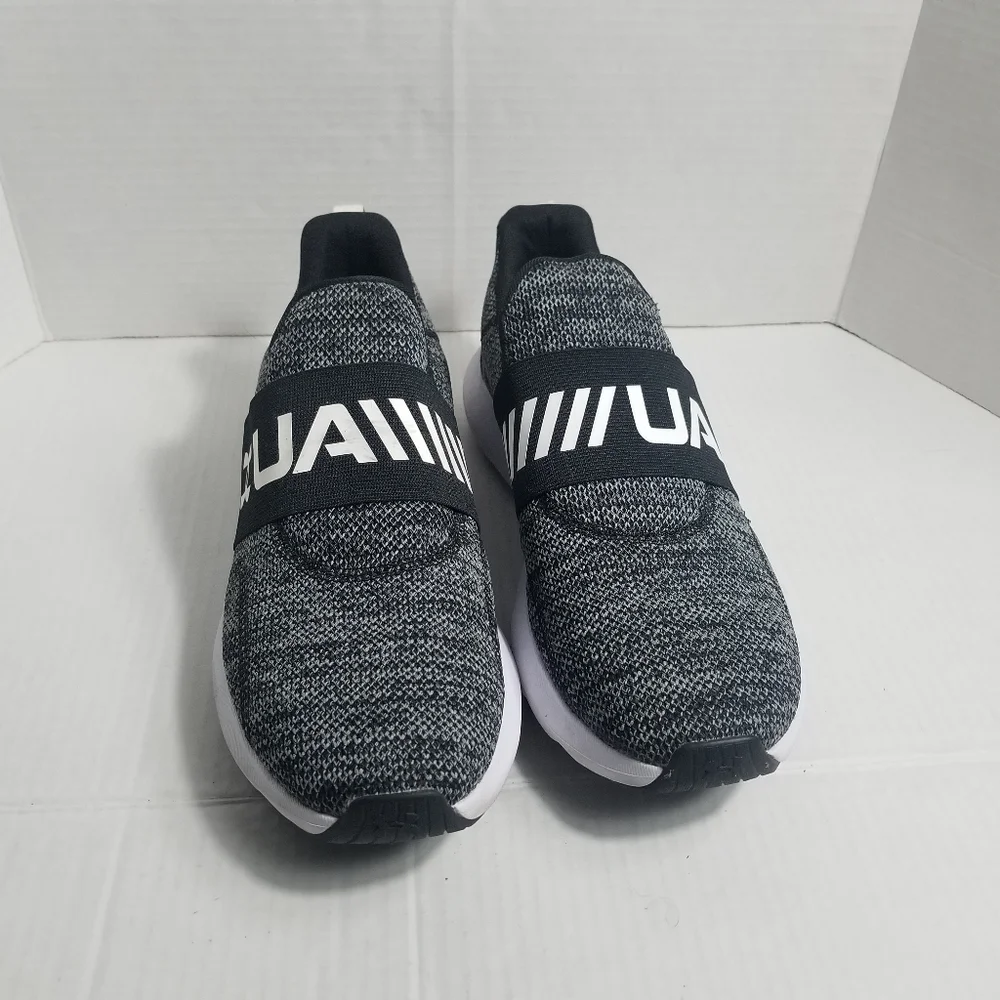 UNDER ARMOUR MEN'S BLACK, GRAY, AND WHITE SLIP-ON SHOES SIZE 12